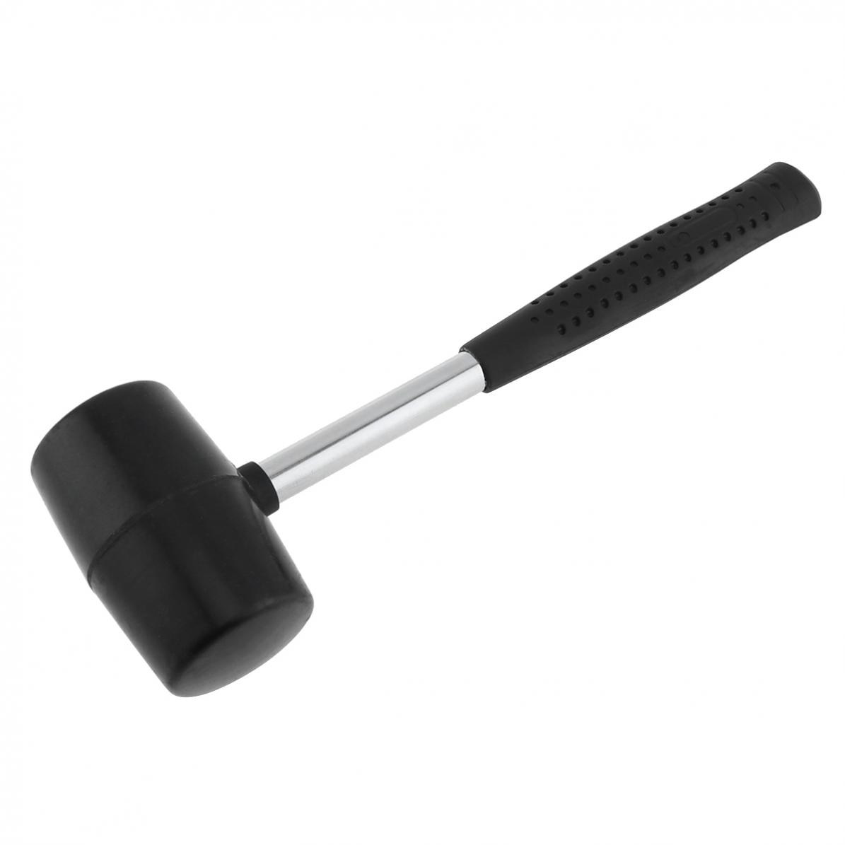 Non-elastic Black Rubber Hammer Wear-resistant Tile Hammer with Round Head and Non-slip Handle DIY Hand Tool