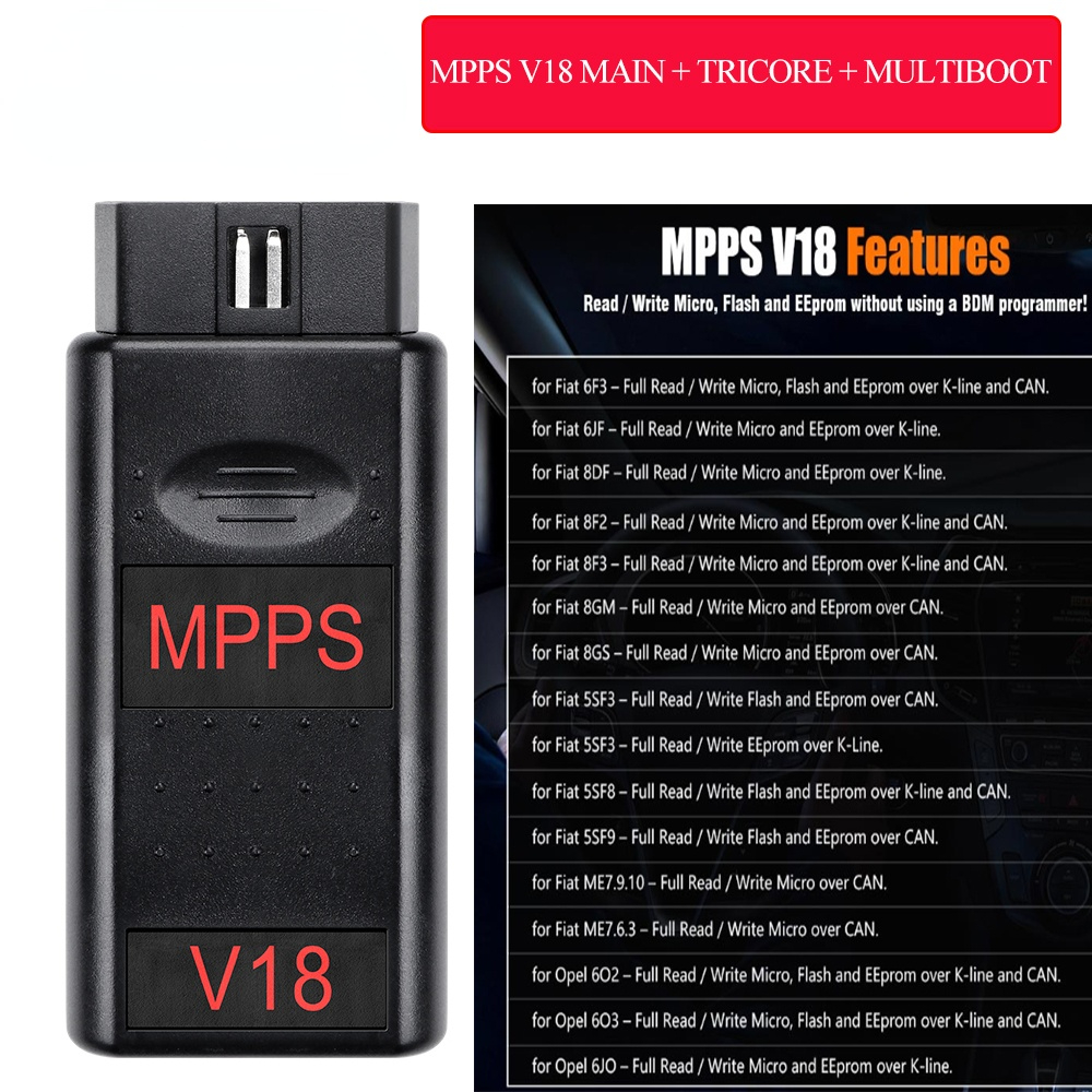OBD2 Car accessories MPPS V18. V21. V16 MAIN TRICORE MULTIBOOT MPPS V18 with Breakout Tricore Cable Car Tool Support Multi-Language