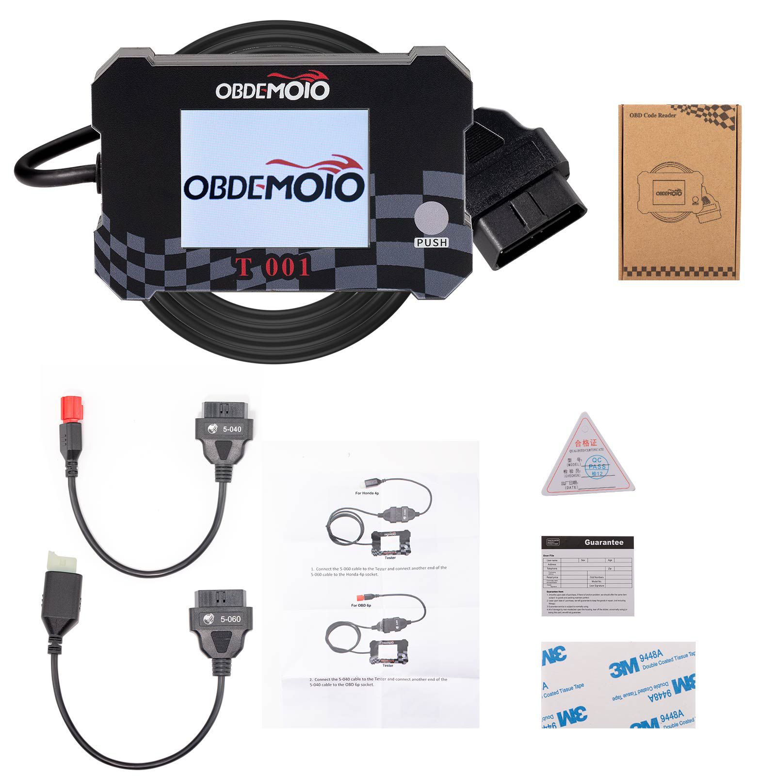 OBDEMOTO T001 Motorcycle Tester for Honda Battery Monitoring Fault Location Coolant Temperature Alarm