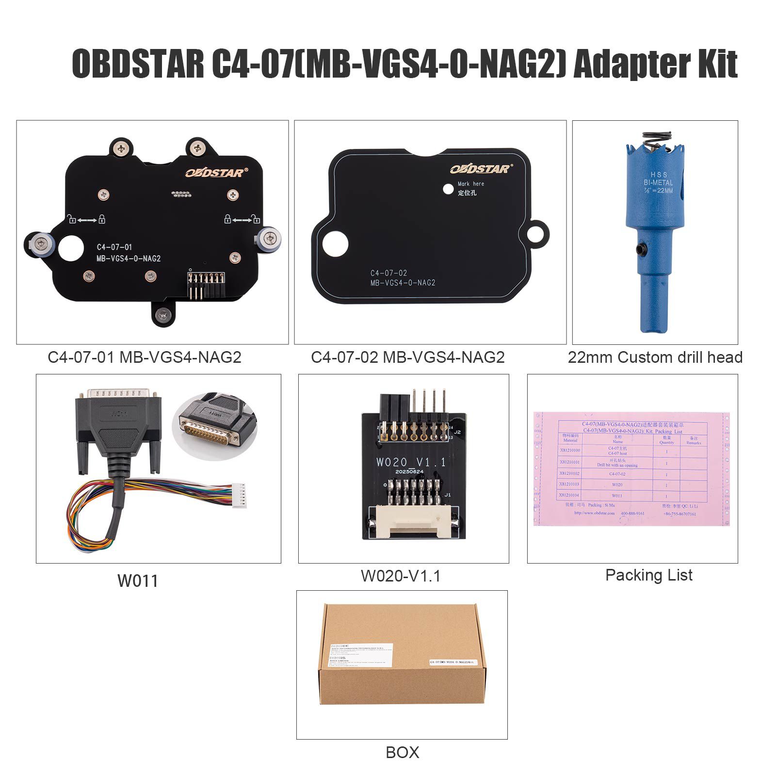OBDSTAR C4-07(MB-VGS4-0-NAG2) Adapter Kit	Used with OBDSTAR X300 Classic G3 /  DC706 ECU Tool