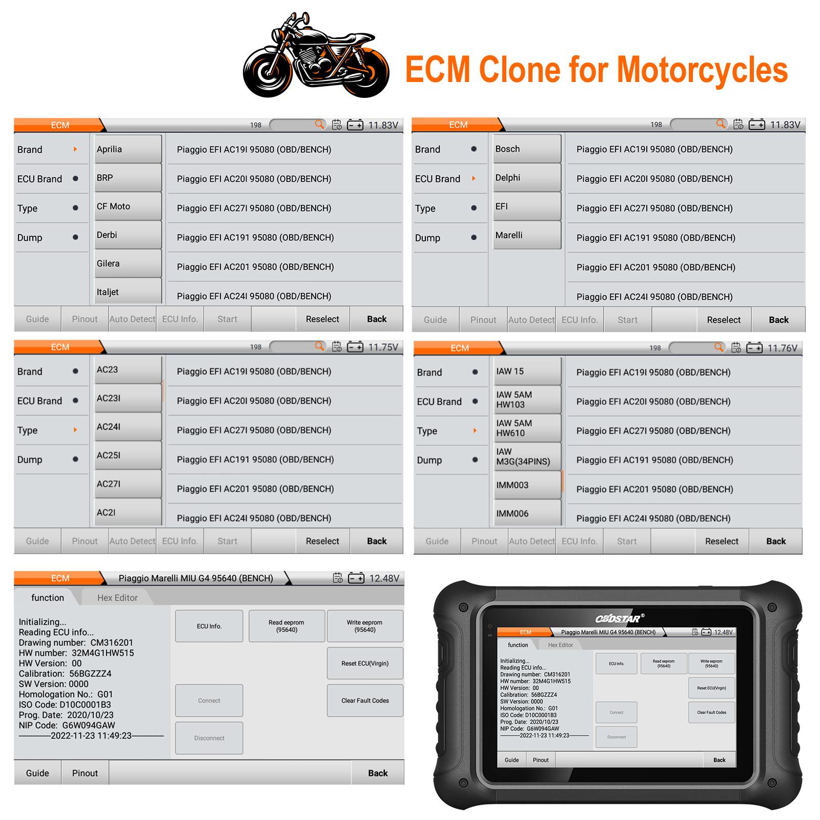 OBDSTAR DC706 ECU Tool for Car and Motorcycle with ECM+TCM+BODY ECU Clone by OBD or BENCH