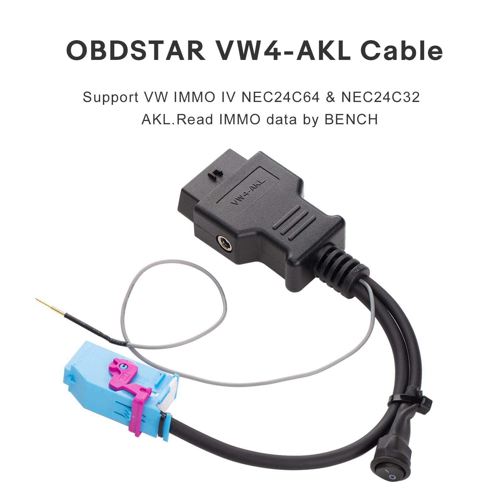 OBDSTAR VW4-AKL Cable For VW IMMO IV NEC24C64 and NEC24C32 All Keys Lost Work with X300 Classic G3/ X300 DP Plus/ X300 Pro4