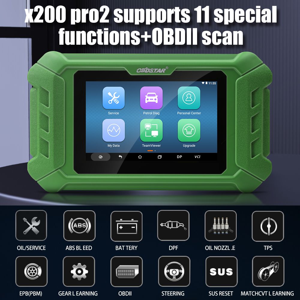 OBDSTAR X200 Pro2 Oil Reset Tool Support Car Maintenance to Year 2021 TPS/ EPB/ ABS bleed/ Battery match/ Steering Angle reset/ DPF/ Gear learn