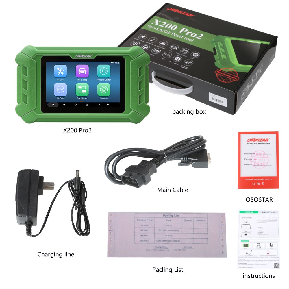 OBDSTAR X200 Pro2 Oil Reset Tool Support Car Maintenance to Year 2021 TPS/ EPB/ ABS bleed/ Battery match/ Steering Angle reset/ DPF/ Gear learn