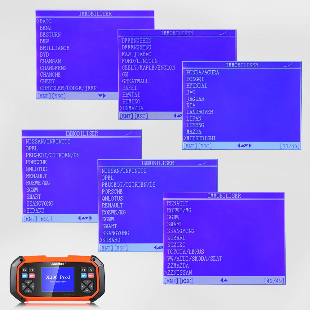 OBDSTAR X300 PRO3 X-300 Key Master with Immo+Odometer Adjustment+EEPROM/PIC+OBDII+Toyota G & H Chip All Keys Lost