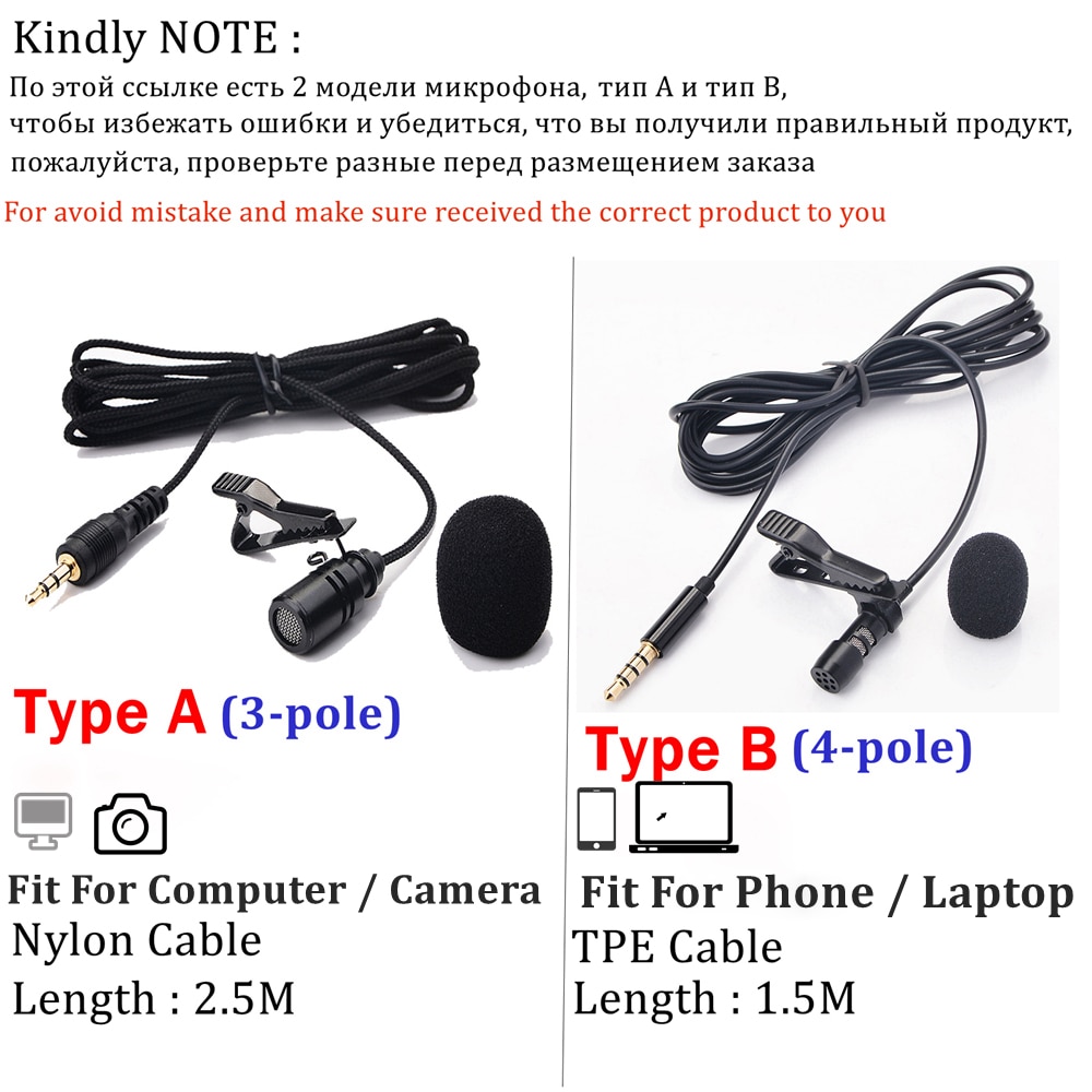 Omnidirectional Metal Microphone 3.5mm Jack Lavalier Tie Clip Microphone Mini Audio Mic for Computer Laptop Mobile Phone
