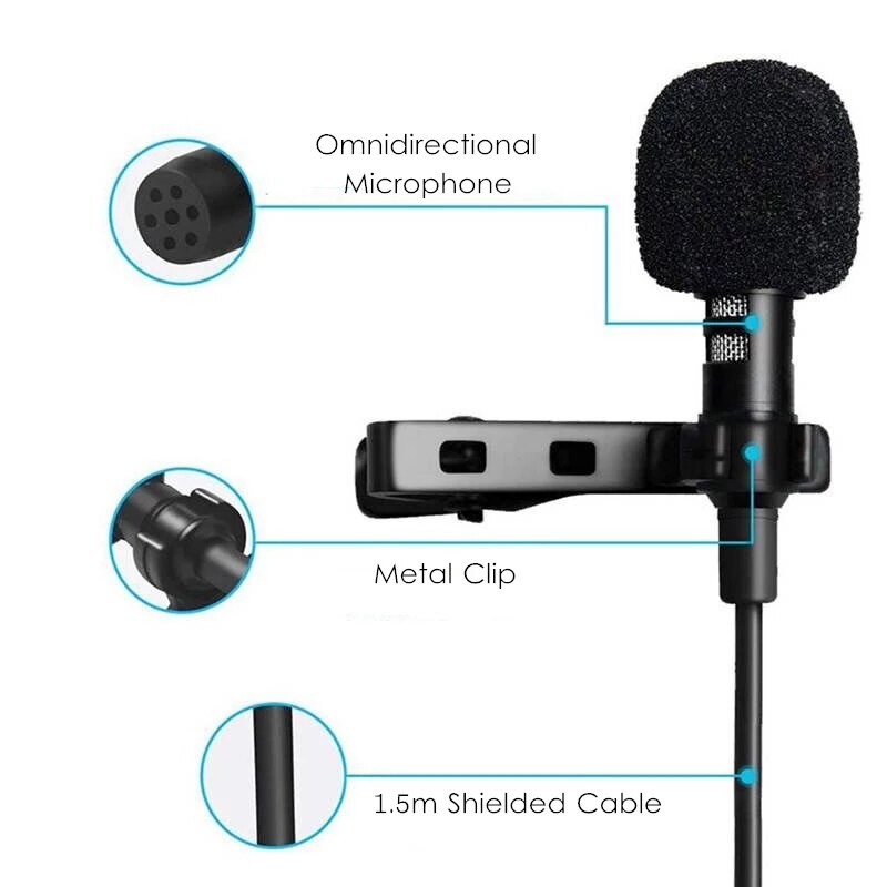 Omnidirectional Microphone 3.55mm Jack Lavalier Tie Clip USB Microphone Mini Audio Type C Mic For Computer Laptop Mobile Phone