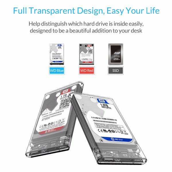 ORICO 2139U3 Hard Drive Enclosure 2.5 inch Transparent USB3.0 Supports UASP Protocol