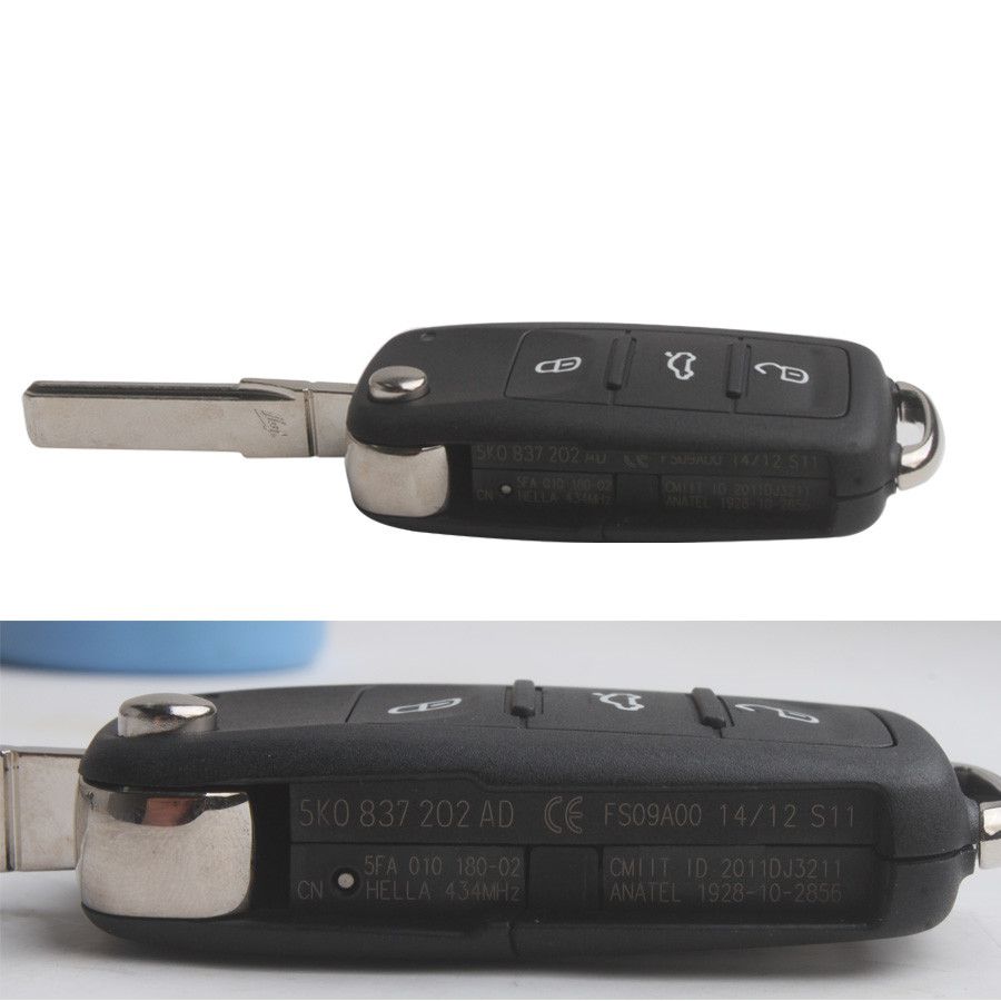 Remote Key 5KO 959 753N 434MHZ 3 Button for VW Free Shipping