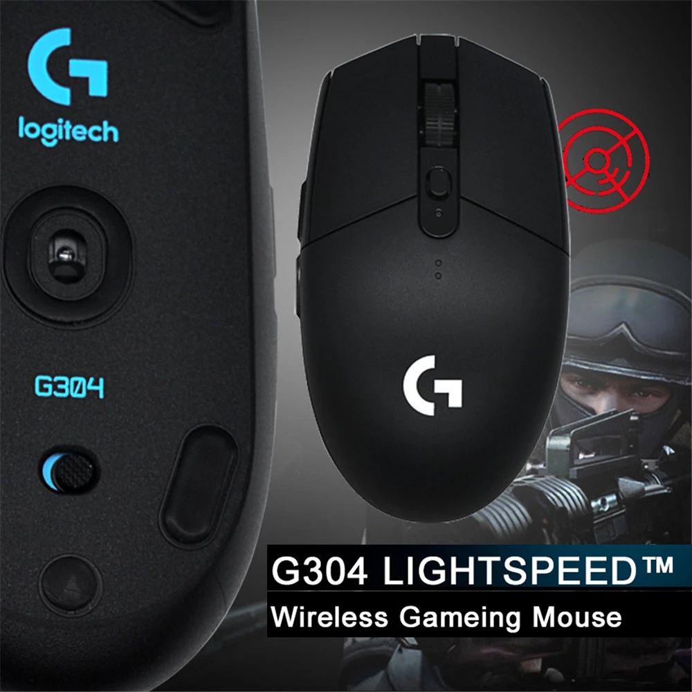 Original Logitech G304 Wireless Mouse LIGHTSPEED Gaming Mice 6 Programmable Buttons USB Wireless Mouse HERO Sensor 12000DPI