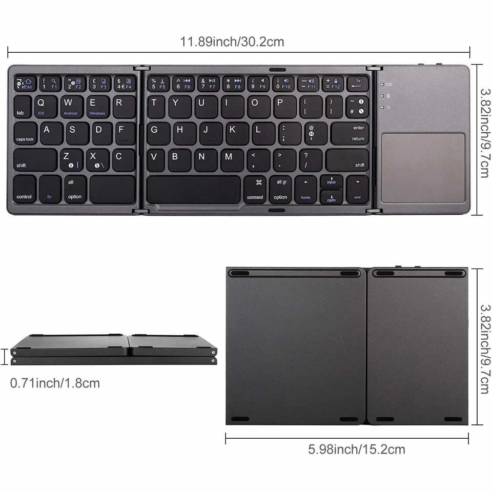 Original Mini Folding Bluetooth 3.0 Keyboard With Touchpad Wireless Bluetooth Wireless Keypad For Windows, Android, IOS keyboard