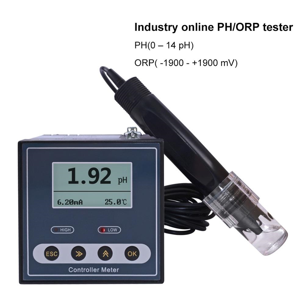 Original Online Industrial PH Controller ORP Meter Monitor Digital 0.02pH 1mV Upper Lower Limit Control Alarm pH Tester