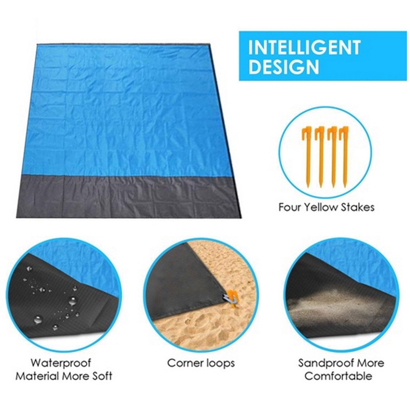 Outdoor camping waterproof beach mat portable foldable polyester pocket picnic mat moisture-proof mat camping equipment