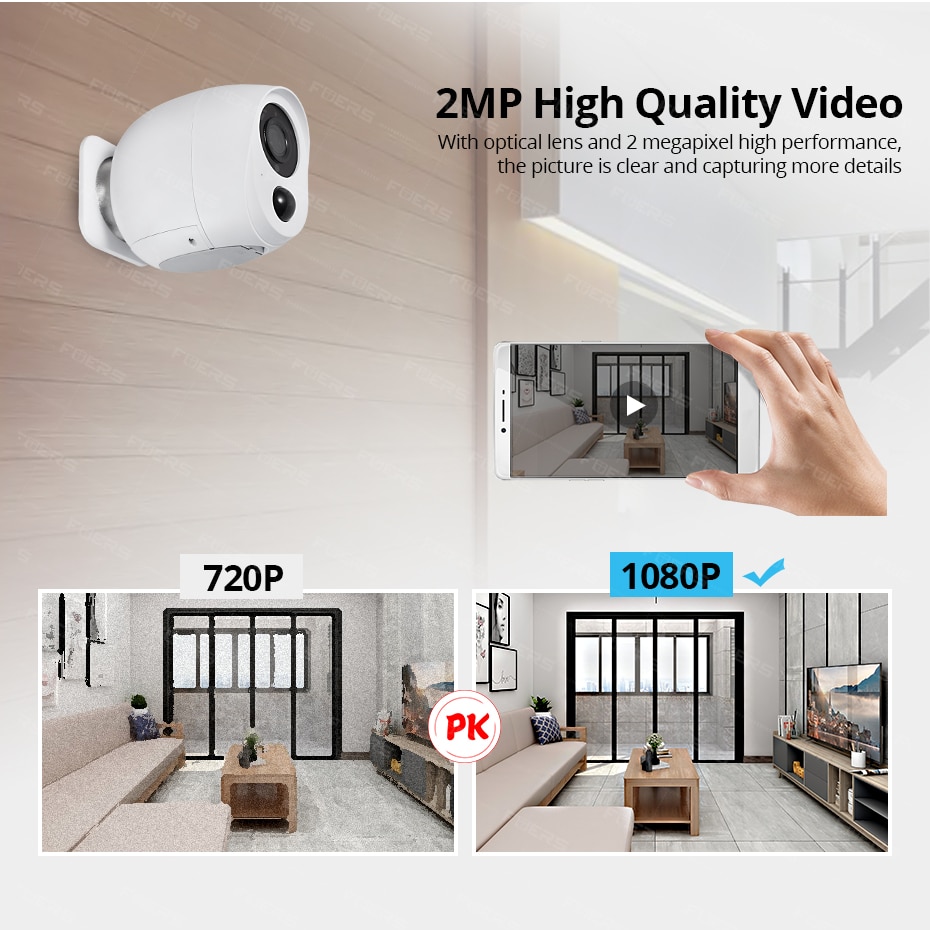 Outdoor IP Camera HD 1080P Battery Camera WiFi Wireless Surveillance Camera 2MP Home Security PIR Alarm Audio Low Power Standard Package