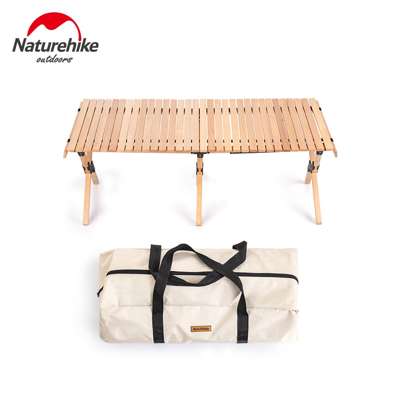 Outdoor Wooden Table Folding Egg Roll Camping Table 30kg Bearing Folding Table Patio Picnic Table Hiking BBQ Table