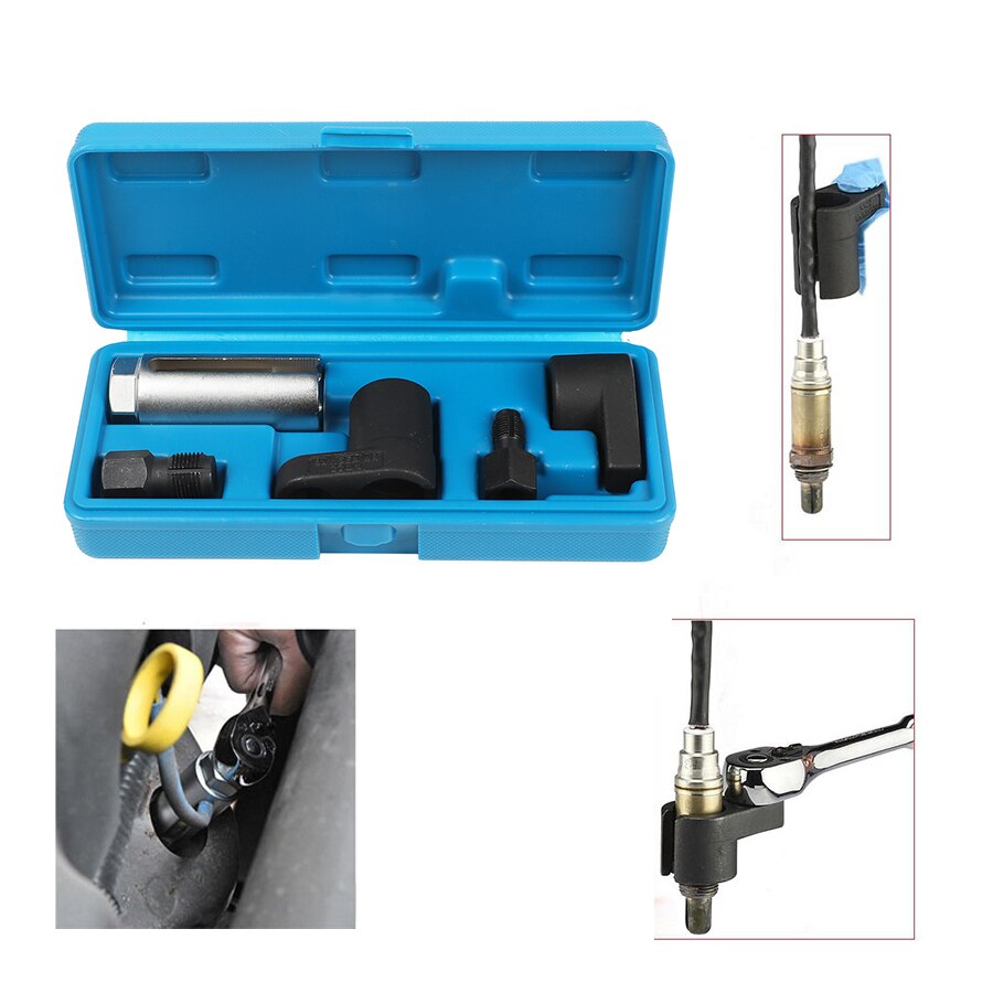 MR CARTOOL 5pcs Oxygen Sensor Wrench Kit Thread Chaser Tool Fit for Auto O2 Socket Removal Install Offset Vacuum Sensor Socket