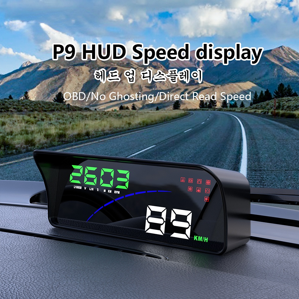 P9 Car HUD Head Up Display OBD Smart Digital Meter For Most OBD2 EUOBD Cars P9 HD Projector Display The Car Dashboard