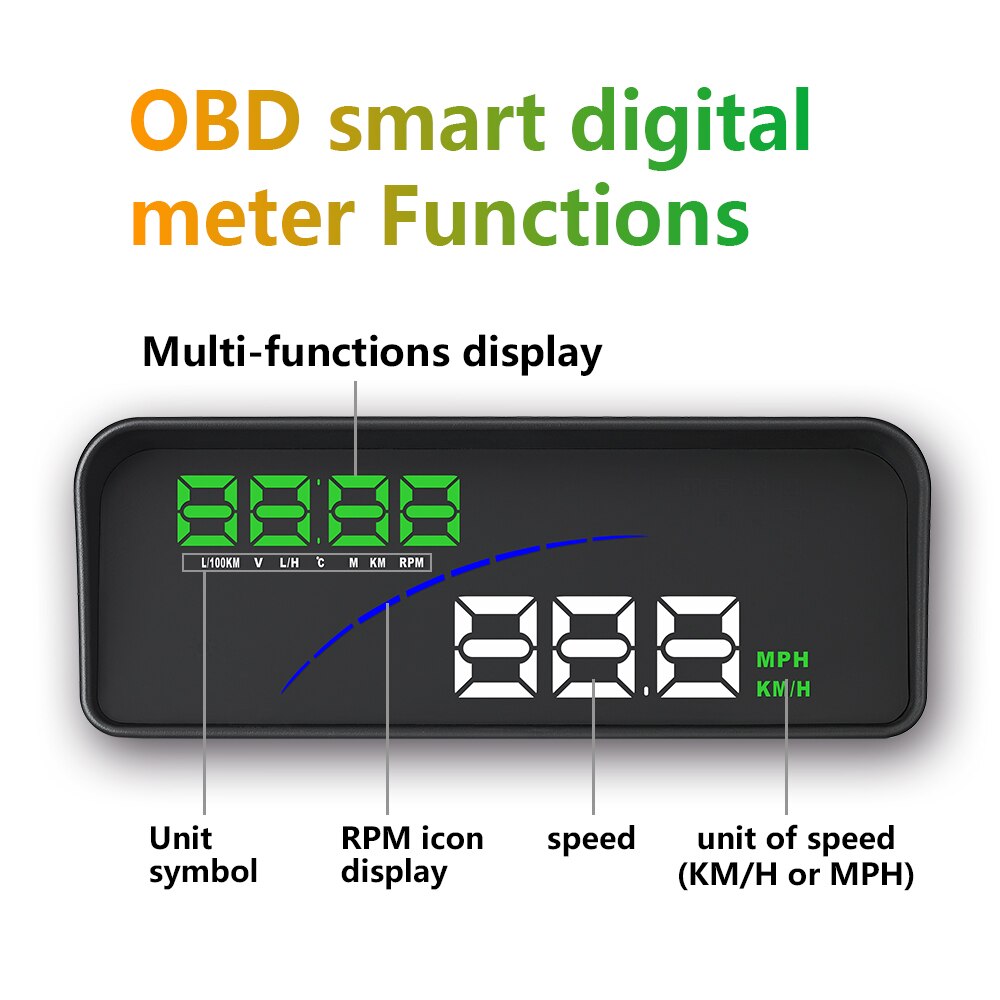 P9 Car HUD Head Up Display OBD Smart Digital Meter For Most OBD2 EUOBD Cars P9 HD Projector Display The Car Dashboard