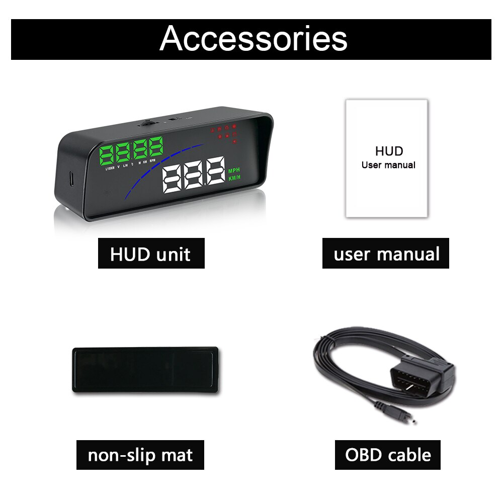 P9 Car HUD Head Up Display OBD Smart Digital Meter For Most OBD2 EUOBD Cars P9 HD Projector Display The Car Dashboard