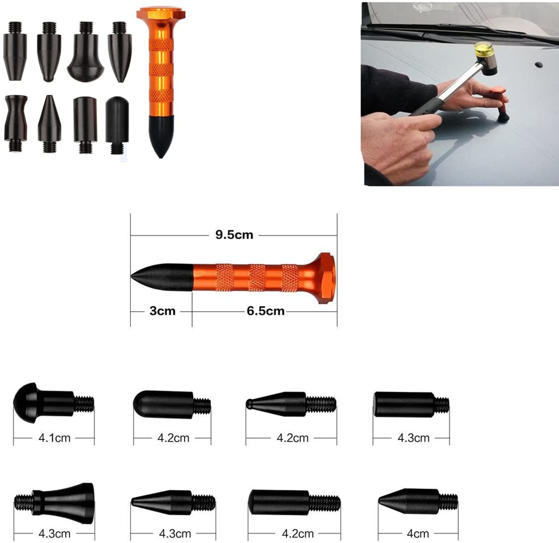 Full Set Paintless Dent Repair Removal Hail Tools Rods Puller Tap Down Hammer for Car Body Hail Damage Door Dent Removal