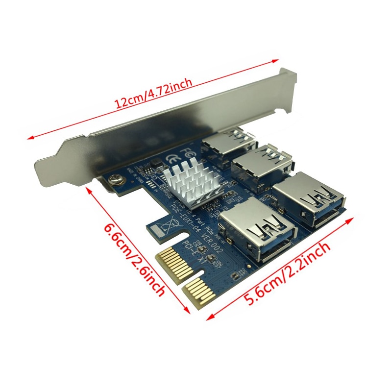 PCI-E to PCI-E Adapter 1 Turn 4 PCI-Express Slot 1x to 16x USB 3.0 Mining Special Riser Card PCIe Converter for BTC Miner Mining