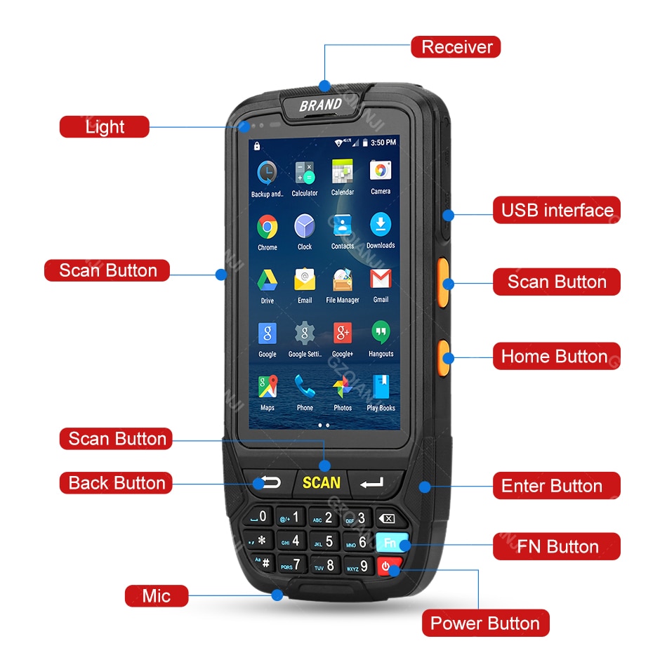 PDA Barcode scanner 1D 2D Bluetooth Android Handheld Terminal Rugged PDA Wireless Mobile 1D Bar code Scanner Data Collector