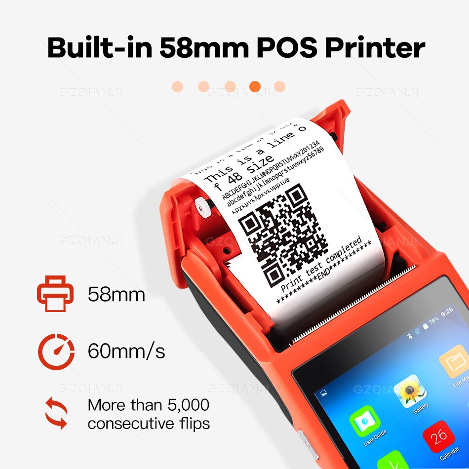 PDA POS Handheld device Pos terminal built in thermal bluetooth printer 58mm wifi Android Rugged PDA Barcode Camera Scaner 1D 2D