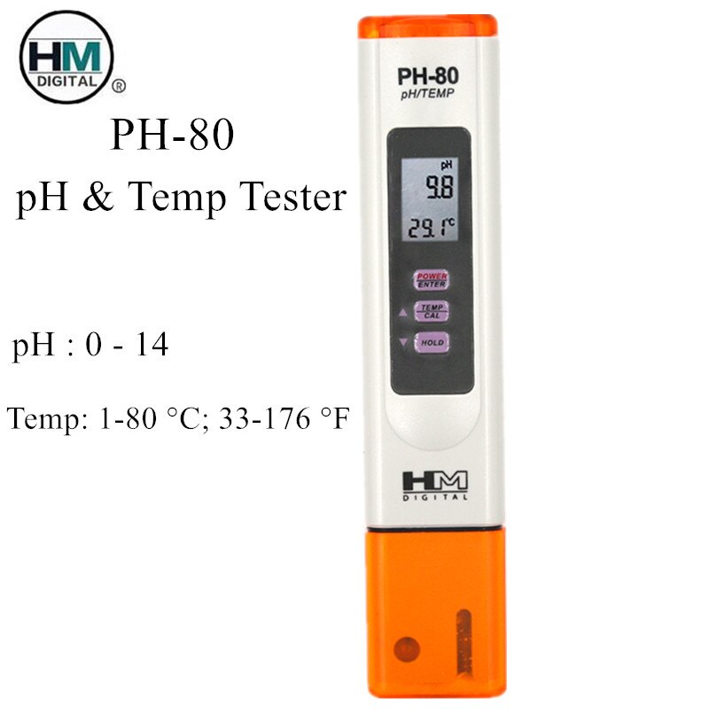 PH-80 2 in 1 ATC HM Digital pH and Temperature HydroTester with One-touch automatic digital calibration and Datahold