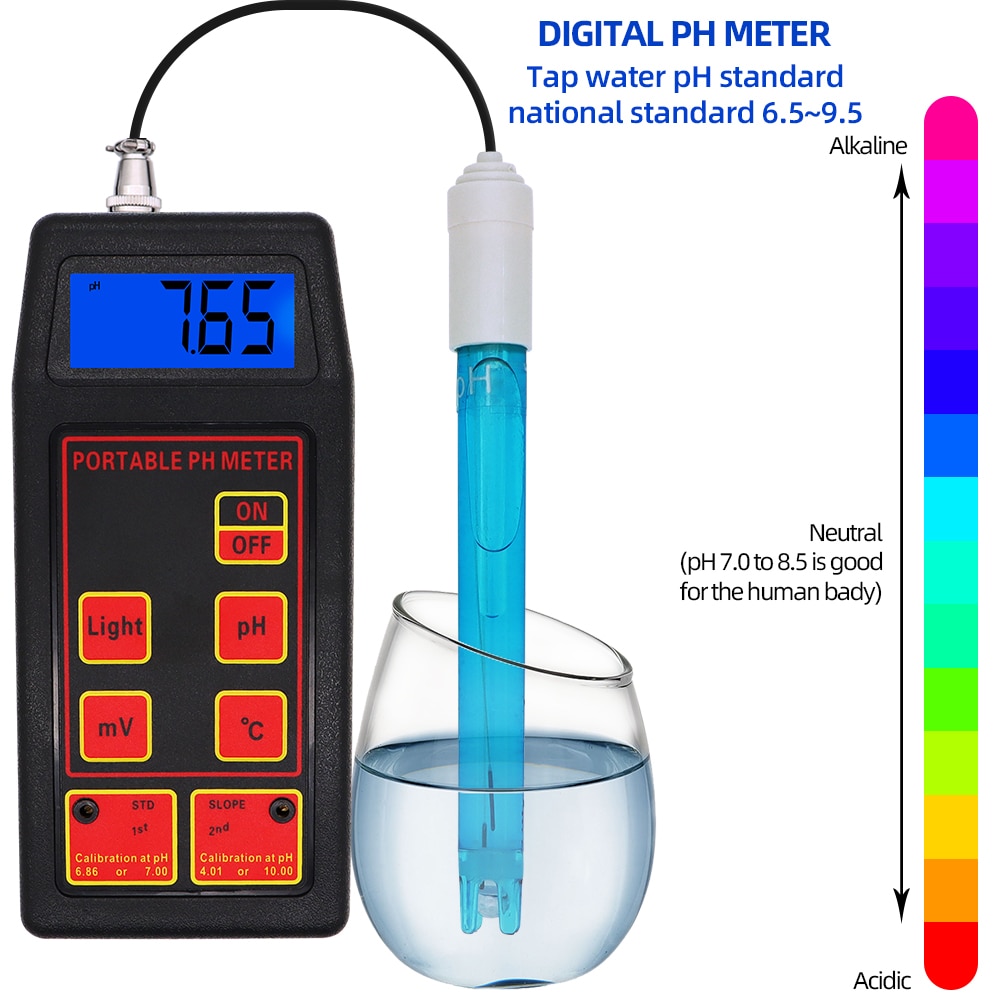 pH-8424 pH/ORP/TEMP Meter High Accuracy 3 in 1 Portable with Replaceable pH & ORP Electrodes Temperature Probe