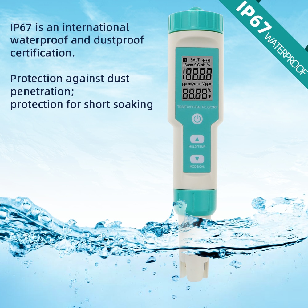 4 in 1 PH/TDS/EC/Temp Meter Waterproof PH Meter Water Quality Meter PH tester for Pools, Drinking Water, Aquariums