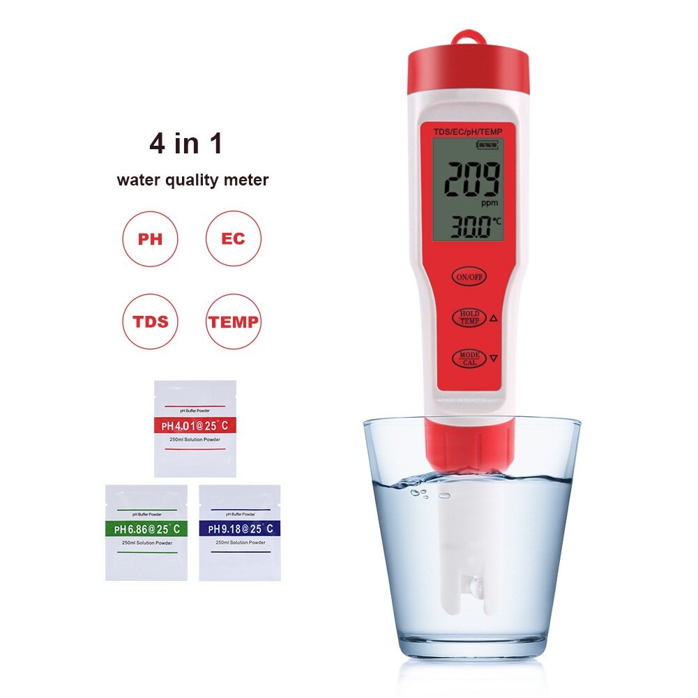 New TDS PH Meter PH/TDS/EC/Temperature Meter Digital Water Quality Monitor Tester for Pools, Drinking Water, Aquariums