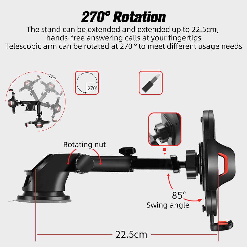 Phone Car Holder Scalable Glass Suction Cup Desk in Car Mobile Holder Stand Large Screen Smartphone GPS Auto Bracket