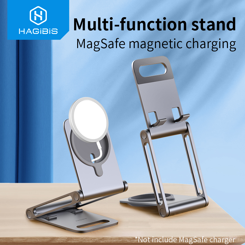 Hagibis Phone Stand for MagSafe Charger Adjustable Foldable Aluminum Desk Phone Holder for iPhone 12/12 Pro/12 mini/12 Pro Max