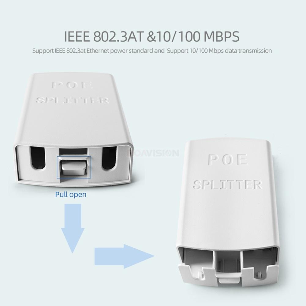 POE DC 48V To 12V 2A PoE Splitter Anti-Interference 30W POE Adapter Cable Power Supply Module Waterproof IP65 Outdoor Use