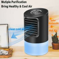 Portable Air Conditioner Fan Personal Mini Air Cooler Desk Humidifier Misting Timing Fan with 7 Color LED Lights for Home Office
