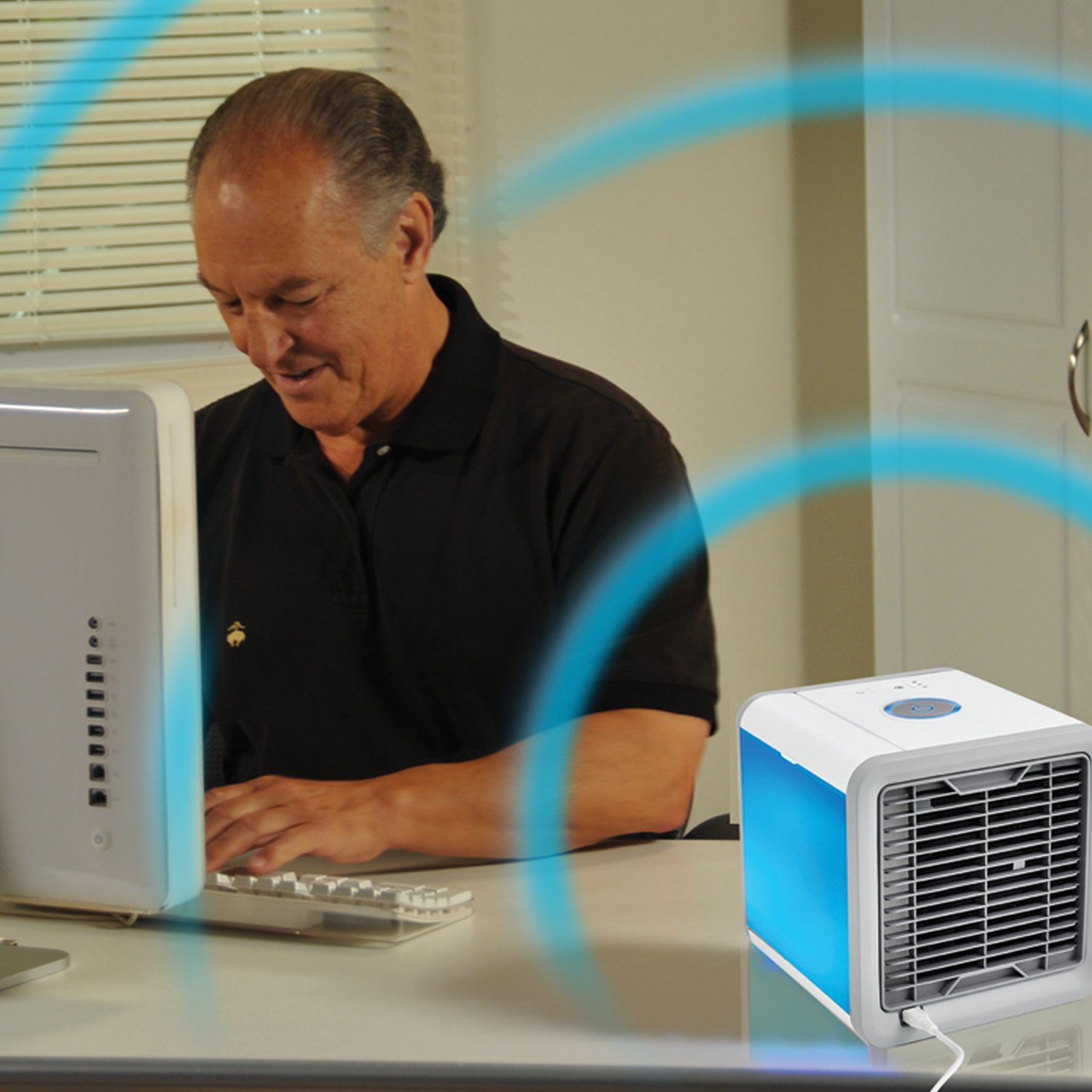 Portable Air Cooler Fan Mini USB Air Conditioner 7 Colors Light Desktop Air Cooling Fan Humidifier Purifier For Office Bedroom