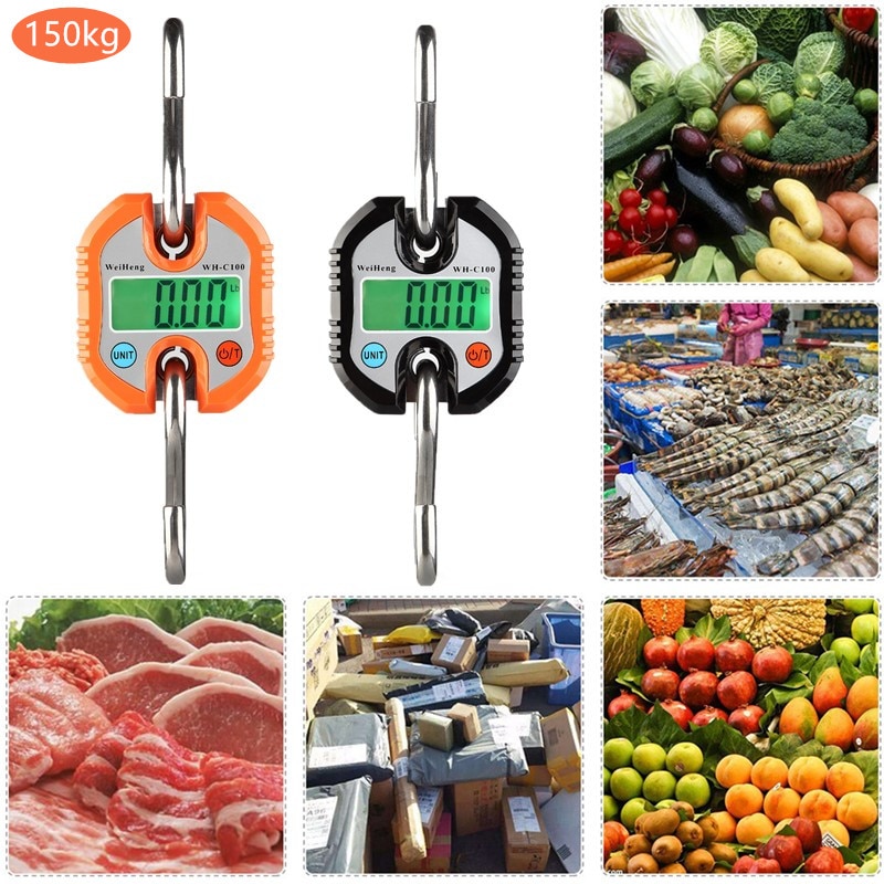 Crane Scale Weight 300kg 150kg/50g 200kg/100g 500kg/100g Heavy Duty Hanging Hook Scales Portable Digital Stainless Steel 40%off