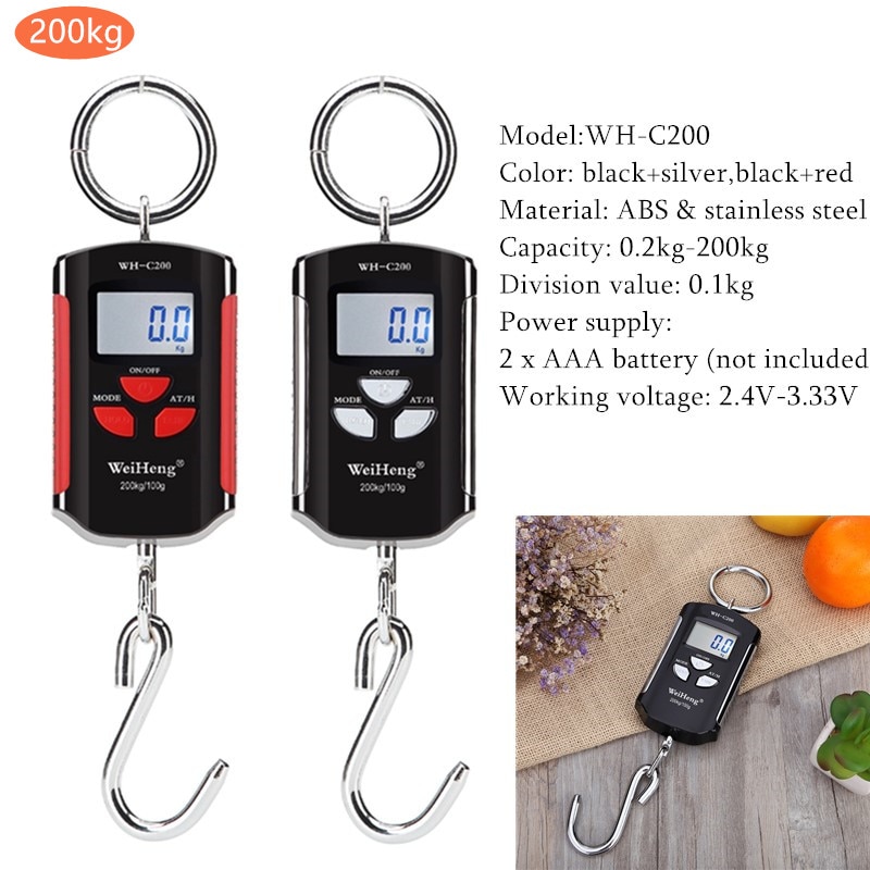 Crane Scale Weight 300kg 150kg/50g 200kg/100g 500kg/100g Heavy Duty Hanging Hook Scales Portable Digital Stainless Steel 40%off