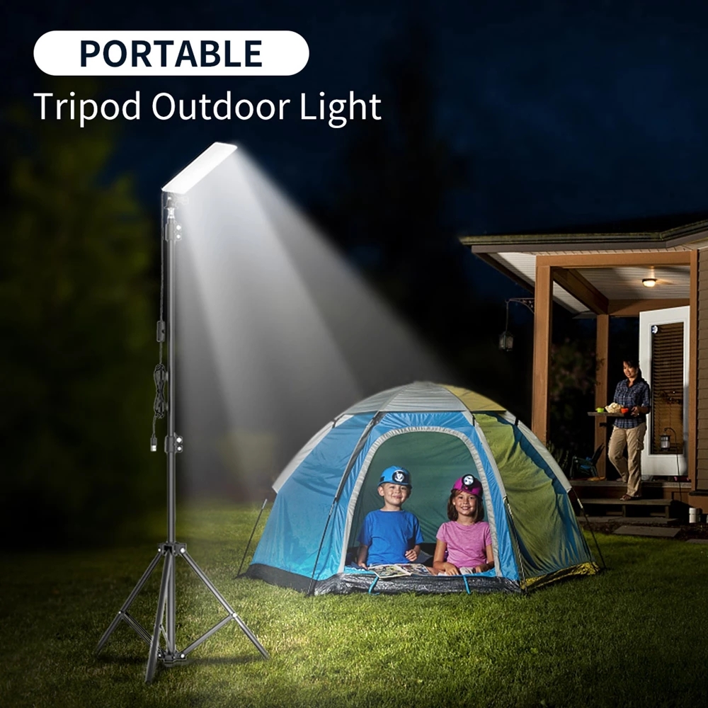 Multifunction Portable LED Camping Lantern Adjsutable Tripod Stand Pole Outdoor Work BBQ USB Light Powerful Light