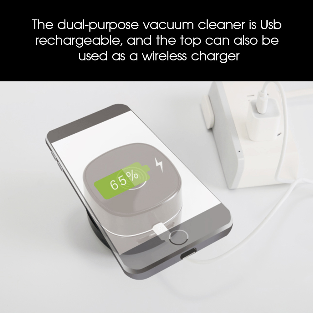 Portable Mini Vacuum Cleaner Chip Ash Wireless Charger Handheld Household Desktop Dust Catcher Cordless for Car Keyboard Desk