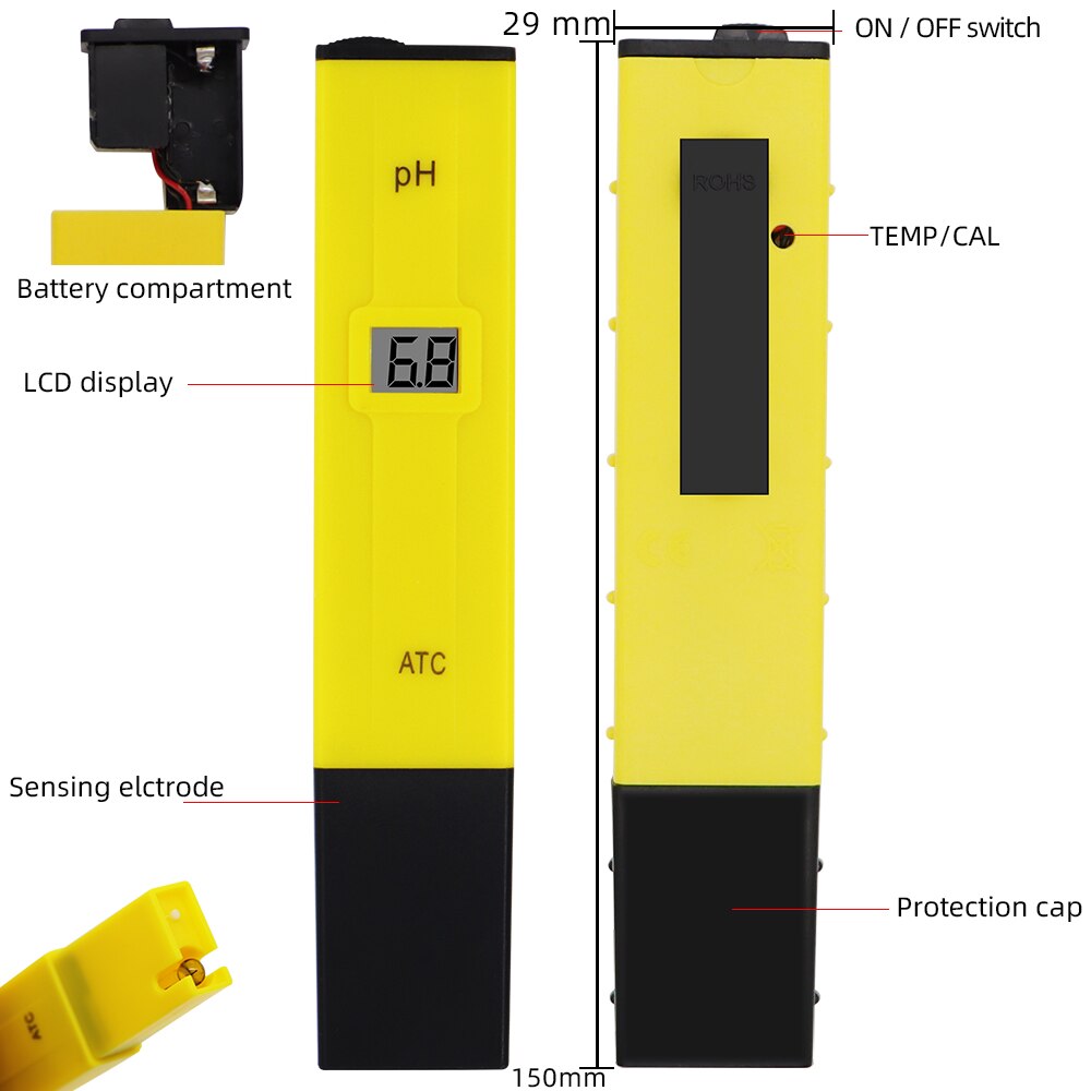 Portable PH Value Test  Pen  Aquarium PH Tester PH Meter water accurate digital PH0 Meter Pen 0-14 pocket  20%off