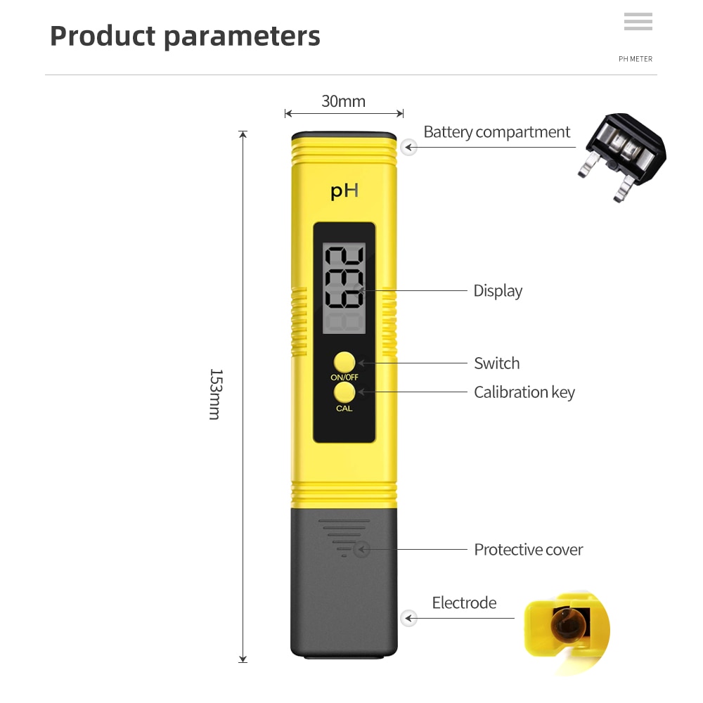 Portable PH Value Test  Pen  Aquarium PH Tester PH Meter water accurate digital PH0 Meter Pen 0-14 pocket  20%off