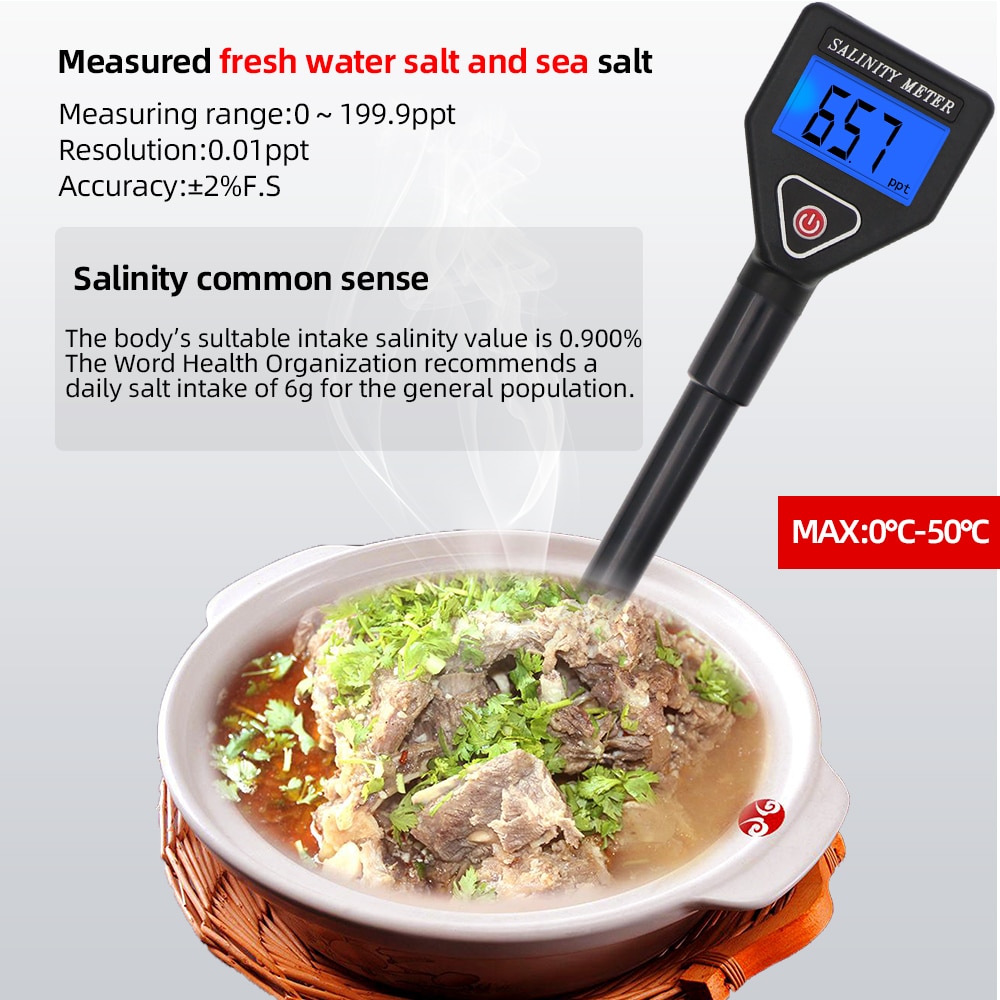 Portable Salinity Meter Salinometer Halometer Salt Gauge Salty Brine SeawaterFood Salinity Tester Salt Concentration Meter