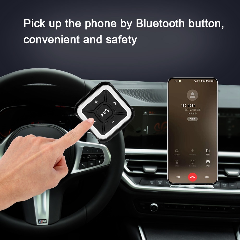 Portable Wireless Bluetooth Steering Wheel Remote Control Smartphone Control for Media MP3 Music Play for Android IOS