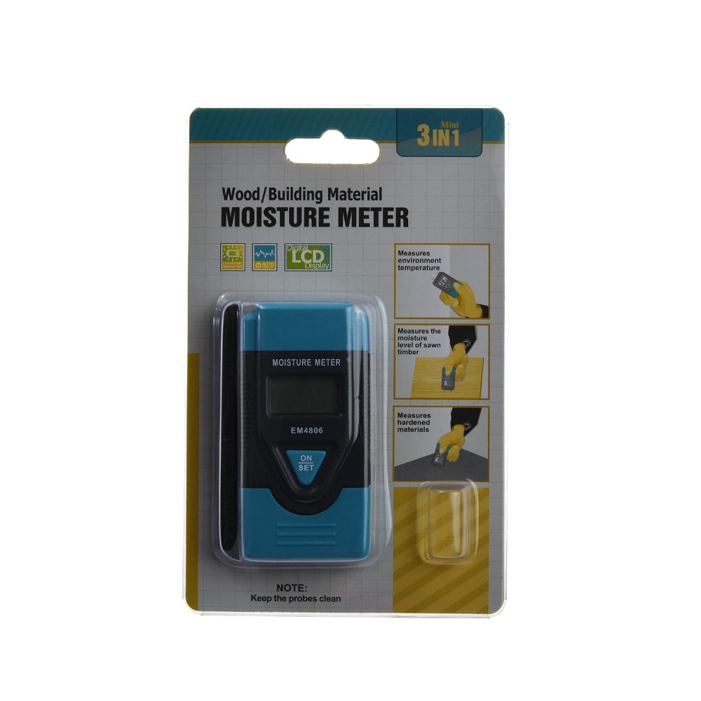 Portable Wood Moisture Meter Detector Humidity Meter Damp Timber Detector With LCD Display and Probe EM4806 ALL SUN