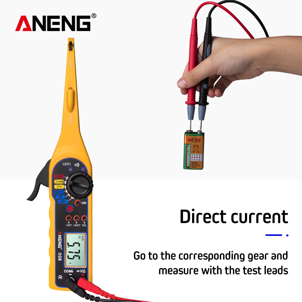 ANENG  AN-C08 Power Electrical Multi-Function Auto Circuit Tester Multimeter Lamp Car Repair Automotive Electrical Multimeter 0V-380V( Screen)