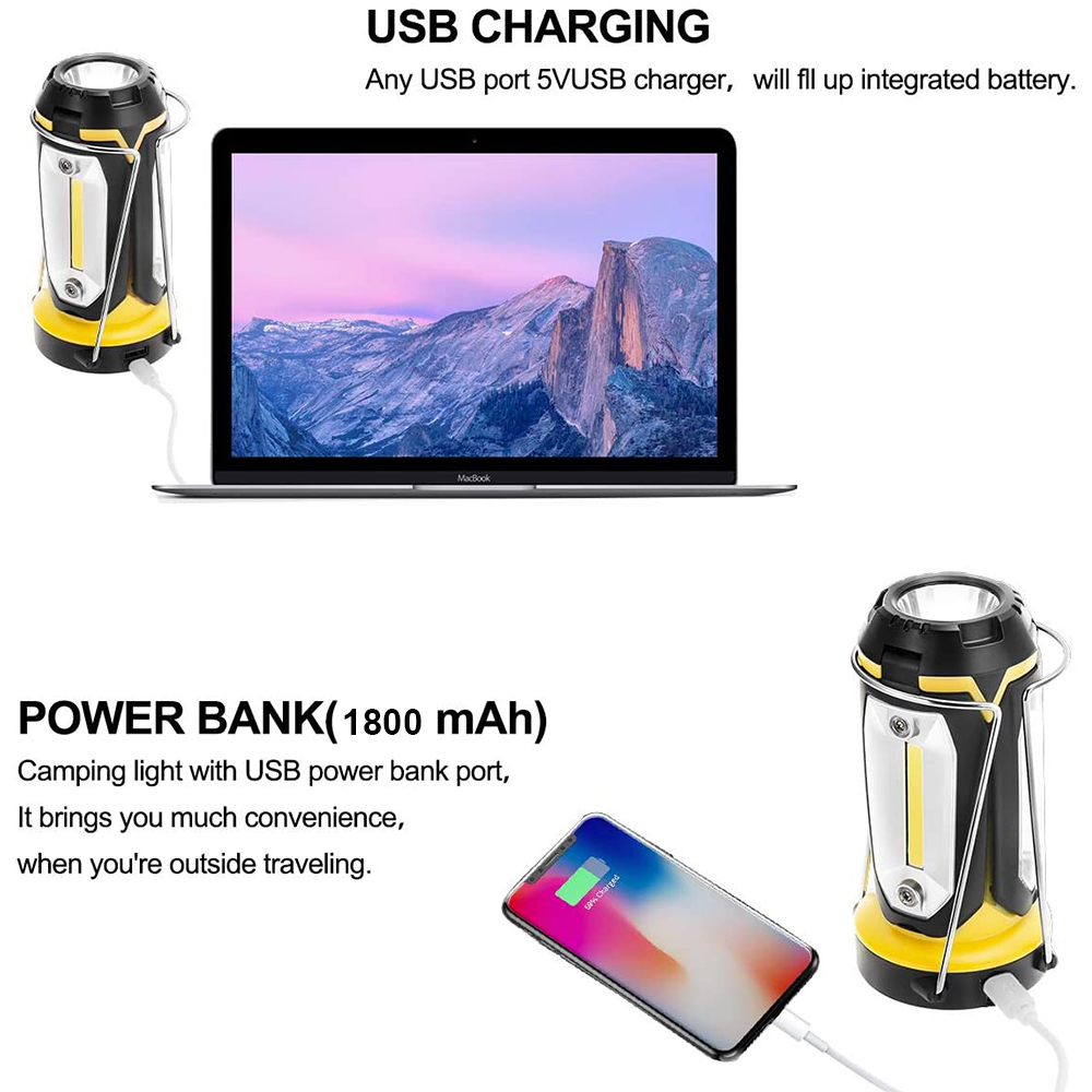 Powerful LED Portable Flashlight Bulb For Outdoor Lighting Tent Lamp Power Bank USB Rechargeable Camping Lantern Emergency Light