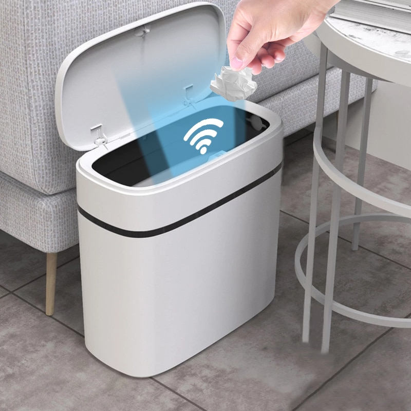 10/12/14L Press-Type Smart Trash Can Waterproof Waste Bins Household Bathroom Kitchen Trash Bag Holder Garbage Bin for Toilet