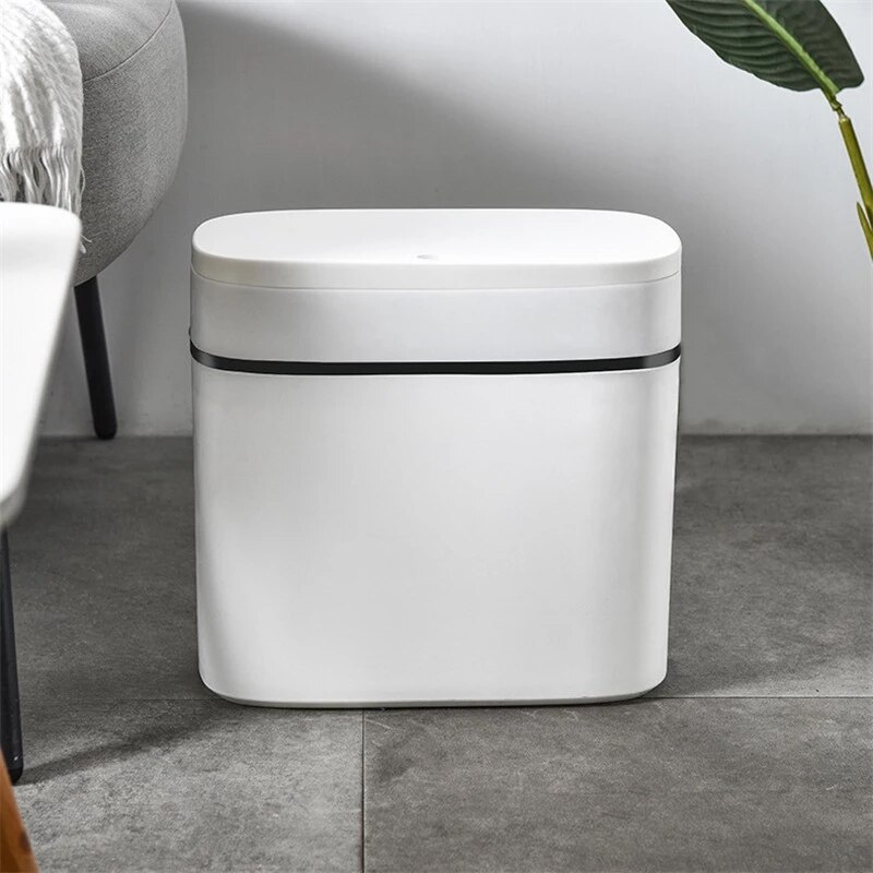 10/12/14L Press-Type Smart Trash Can Waterproof Waste Bins Household Bathroom Kitchen Trash Bag Holder Garbage Bin for Toilet