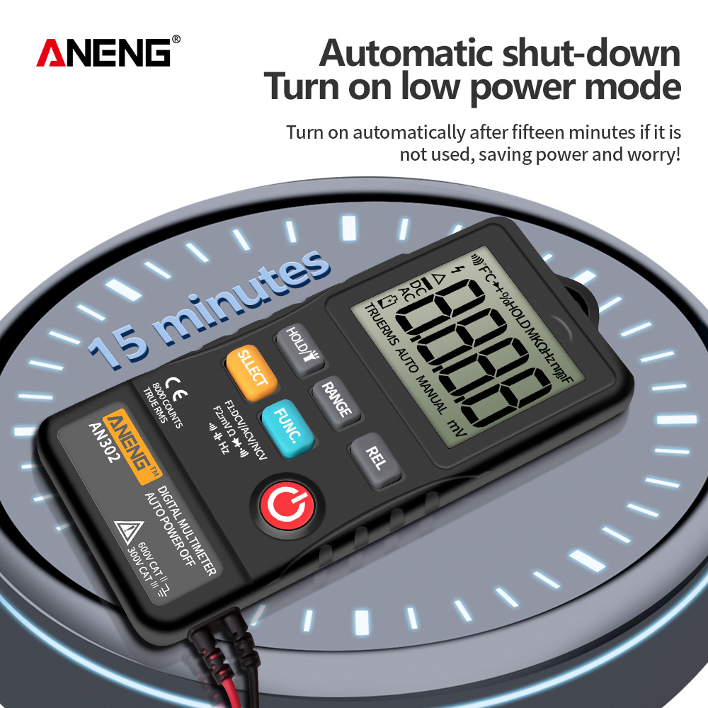 ANENG AN302 Profesional Digital Multimeter 7999 Display DC/AC Voltmeter Tester Capacitance Diode NCV Ohm Resistance Hz Test